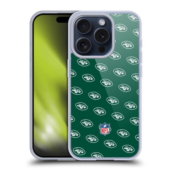 NFL New York Jets Artwork Patterns Soft Gel Case for Apple iPhone 15 Pro
