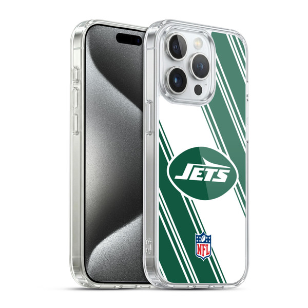 NFL New York Jets Artwork Stripes Soft Gel Case for Apple iPhone 15 Pro & MagSafe