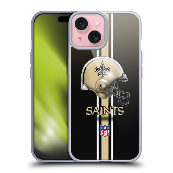 NFL New Orleans Saints Logo Helmet Soft Gel Case for Apple iPhone 15