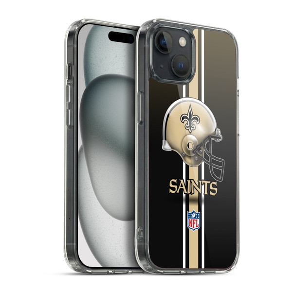 NFL New Orleans Saints Logo Helmet Soft Gel Case for Apple iPhone 15 Plus & MagSafe