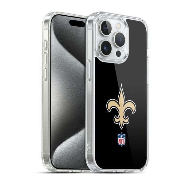 NFL New Orleans Saints Logo Plain Soft Gel Case for Apple iPhone 15 Pro & MagSafe