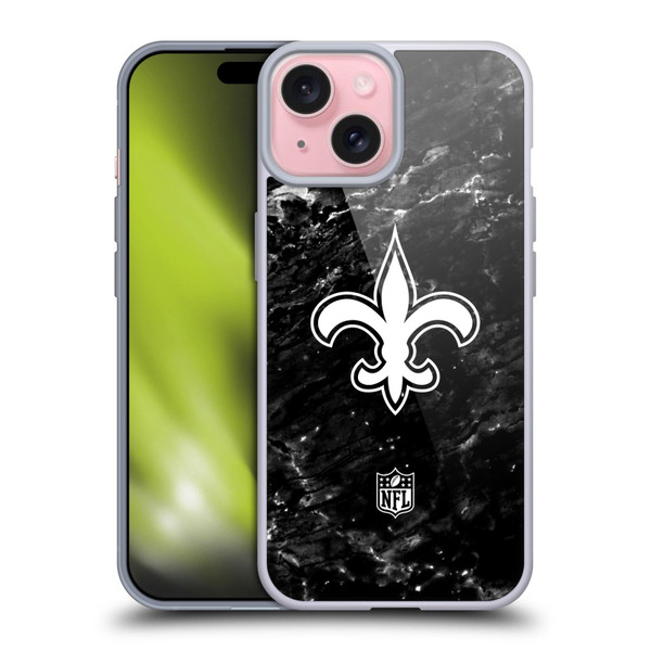 NFL New Orleans Saints Artwork Marble Soft Gel Case for Apple iPhone 15