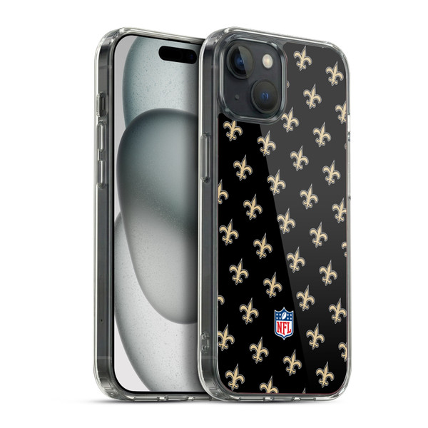 NFL New Orleans Saints Artwork Patterns Soft Gel Case for Apple iPhone 15 Plus & MagSafe