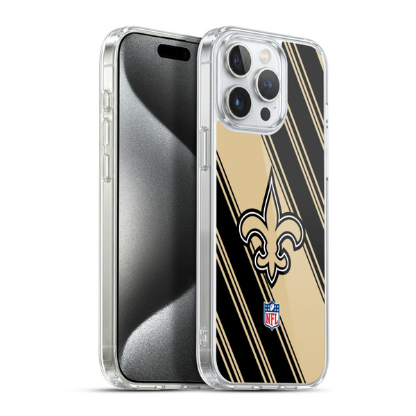 NFL New Orleans Saints Artwork Stripes Soft Gel Case for Apple iPhone 15 Pro Max & MagSafe