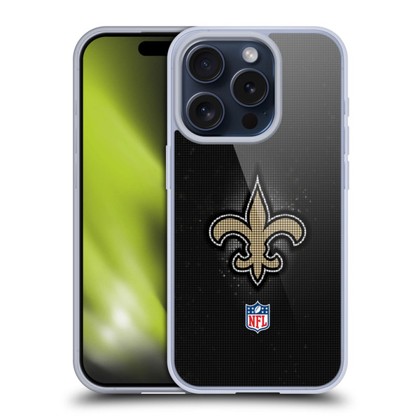 NFL New Orleans Saints Artwork LED Soft Gel Case for Apple iPhone 15 Pro