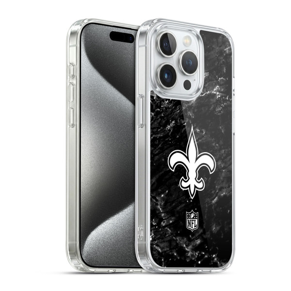 NFL New Orleans Saints Artwork Marble Soft Gel Case for Apple iPhone 15 Pro & MagSafe