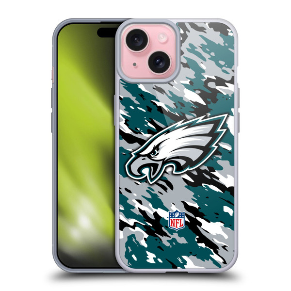 NFL Philadelphia Eagles Logo Camou Soft Gel Case for Apple iPhone 15