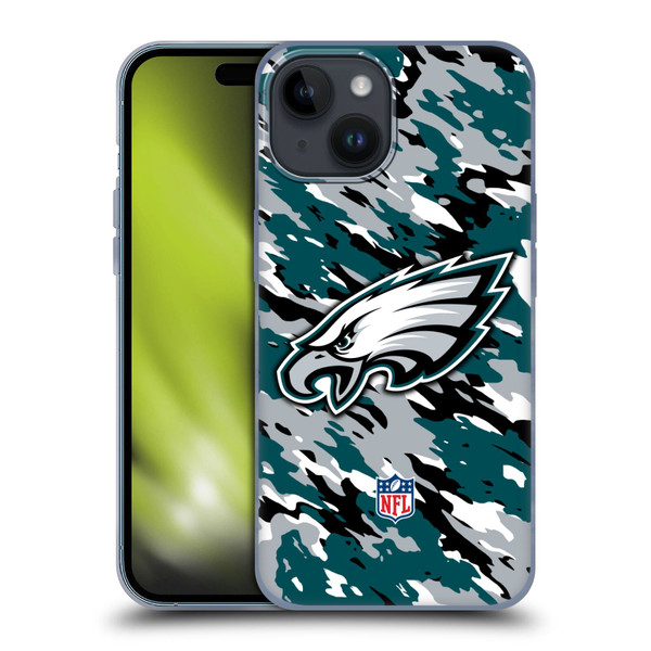 NFL Philadelphia Eagles Logo Camou Soft Gel Case for Apple iPhone 15