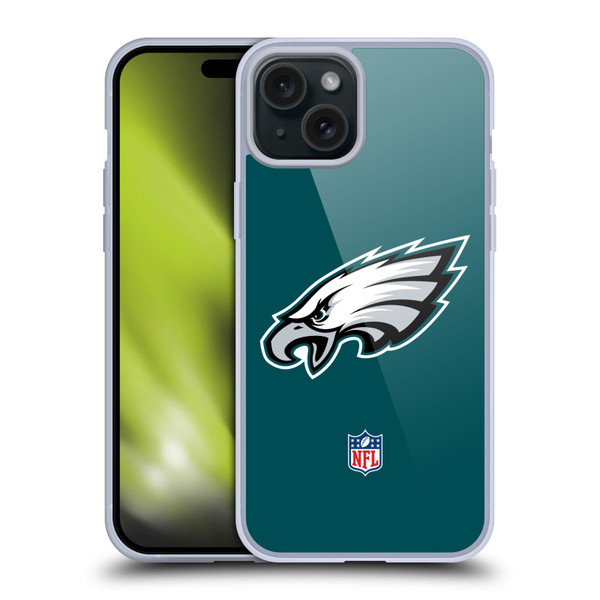 NFL Philadelphia Eagles Logo Plain Soft Gel Case for Apple iPhone 15 Plus