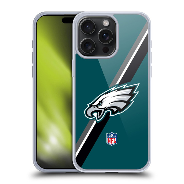 NFL Philadelphia Eagles Logo Stripes Soft Gel Case for Apple iPhone 15 Pro Max
