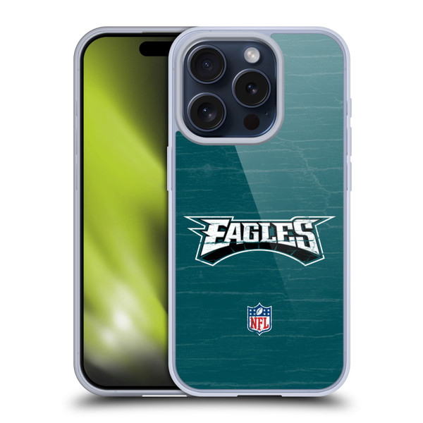 NFL Philadelphia Eagles Logo Distressed Look Soft Gel Case for Apple iPhone 15 Pro