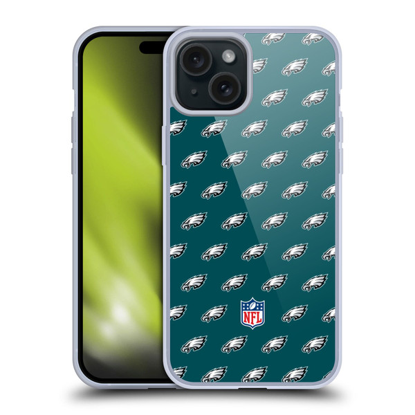 NFL Philadelphia Eagles Artwork Patterns Soft Gel Case for Apple iPhone 15 Plus