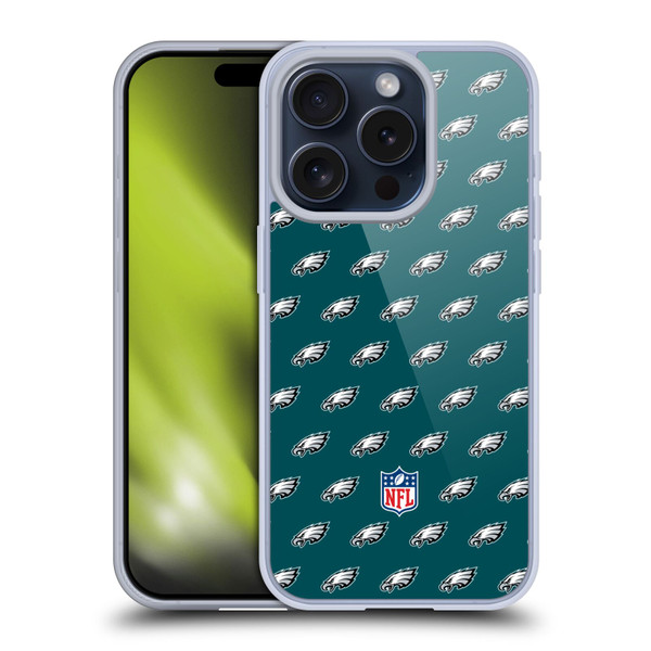 NFL Philadelphia Eagles Artwork Patterns Soft Gel Case for Apple iPhone 15 Pro