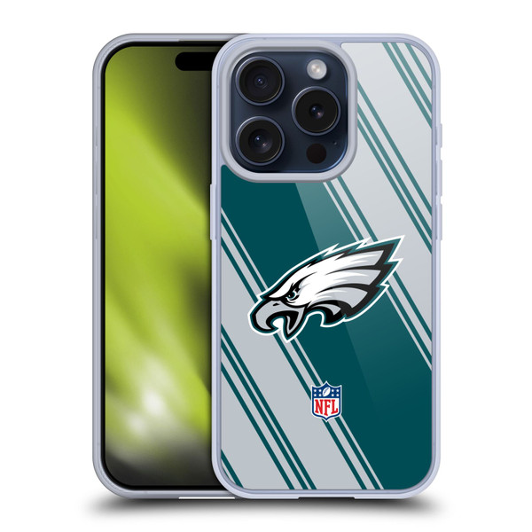 NFL Philadelphia Eagles Artwork Stripes Soft Gel Case for Apple iPhone 15 Pro