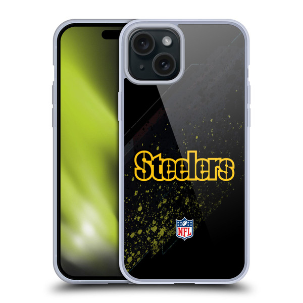 NFL Pittsburgh Steelers Logo Blur Soft Gel Case for Apple iPhone 15 Plus