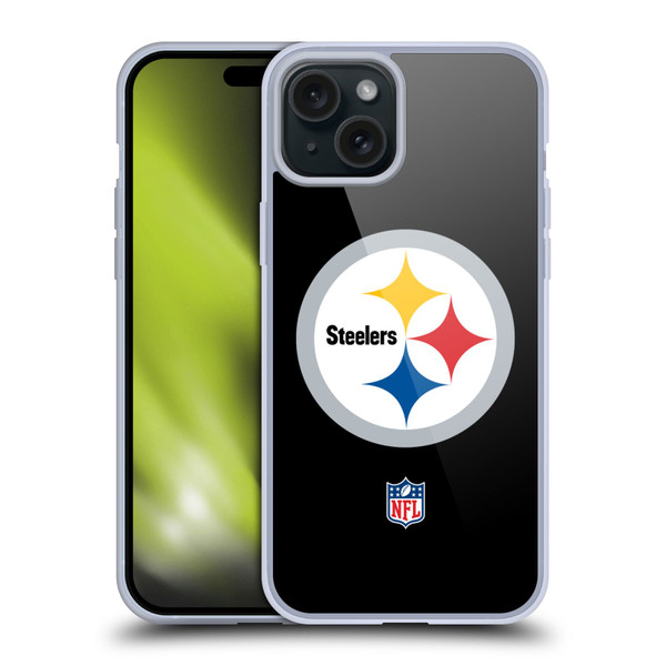 NFL Pittsburgh Steelers Logo Plain Soft Gel Case for Apple iPhone 15 Plus