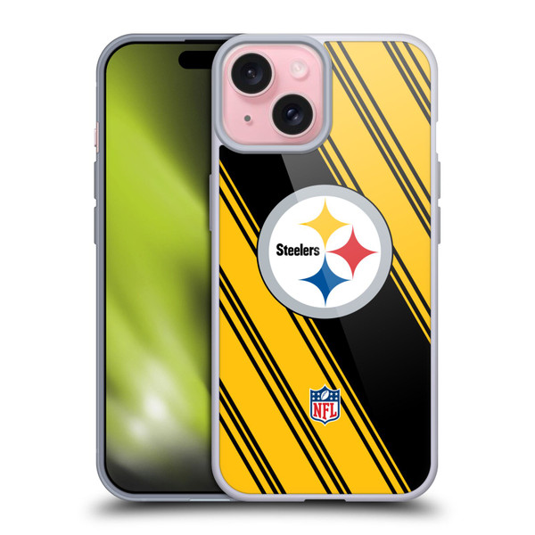 NFL Pittsburgh Steelers Artwork Stripes Soft Gel Case for Apple iPhone 15