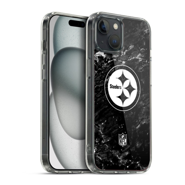 NFL Pittsburgh Steelers Artwork Marble Soft Gel Case for Apple iPhone 15 Plus & MagSafe