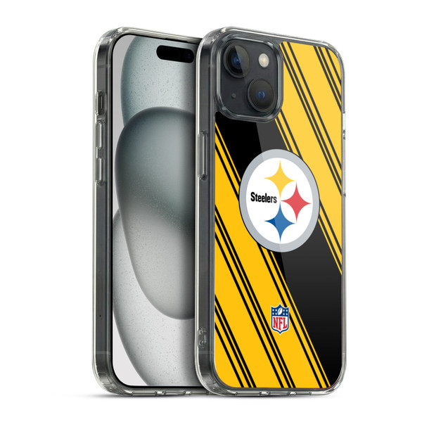 NFL Pittsburgh Steelers Artwork Stripes Soft Gel Case for Apple iPhone 15 Plus & MagSafe