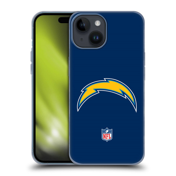 NFL Los Angeles Chargers Logo Plain Soft Gel Case for Apple iPhone 15