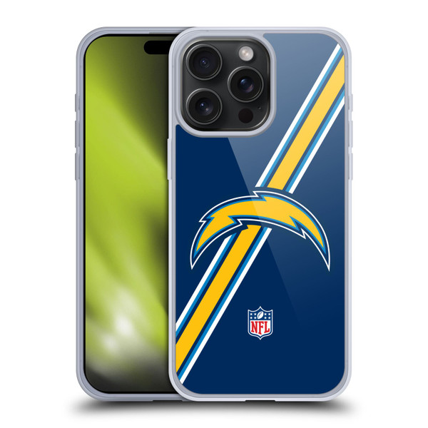 NFL Los Angeles Chargers Logo Stripes Soft Gel Case for Apple iPhone 15 Pro Max