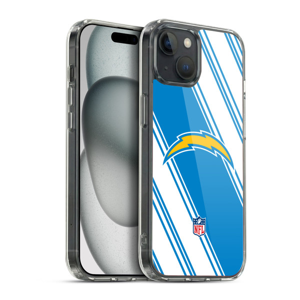 NFL Los Angeles Chargers Artwork Stripes Soft Gel Case for Apple iPhone 15 Plus & MagSafe