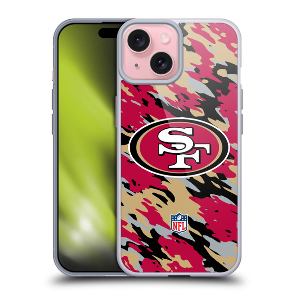 NFL San Francisco 49Ers Logo Camou Soft Gel Case for Apple iPhone 15