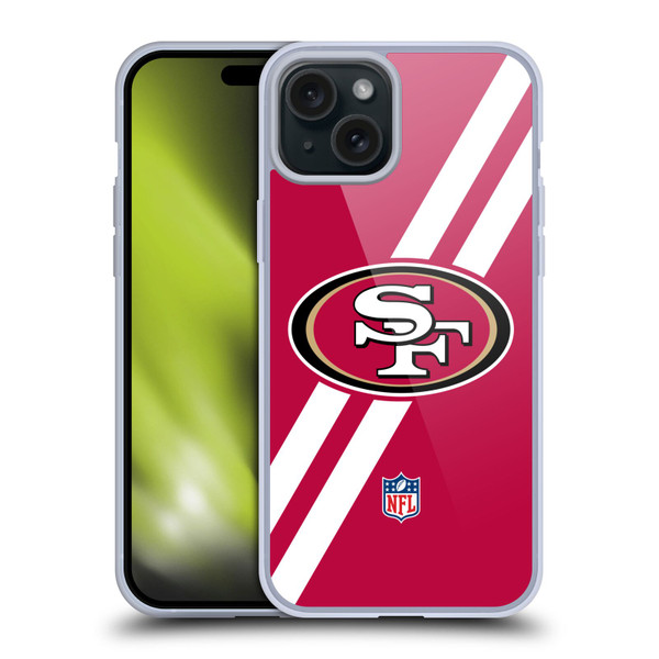 NFL San Francisco 49Ers Logo Stripes Soft Gel Case for Apple iPhone 15 Plus