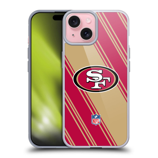 NFL San Francisco 49ers Artwork Stripes Soft Gel Case for Apple iPhone 15