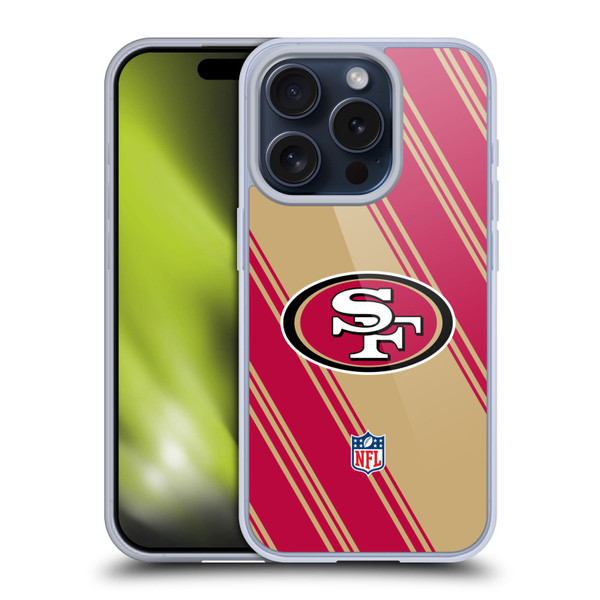 NFL San Francisco 49ers Artwork Stripes Soft Gel Case for Apple iPhone 15 Pro