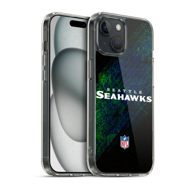 NFL Seattle Seahawks Logo Blur Soft Gel Case for Apple iPhone 15 & MagSafe
