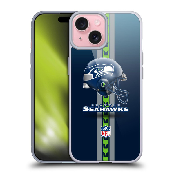 NFL Seattle Seahawks Logo Helmet Soft Gel Case for Apple iPhone 15
