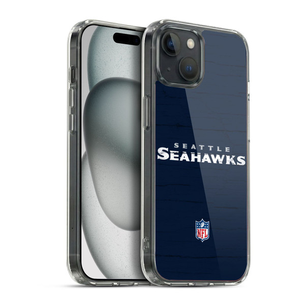 NFL Seattle Seahawks Logo Distressed Look Soft Gel Case for Apple iPhone 15 Plus & MagSafe
