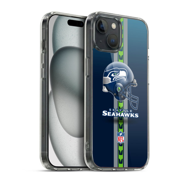 NFL Seattle Seahawks Logo Helmet Soft Gel Case for Apple iPhone 15 Plus & MagSafe