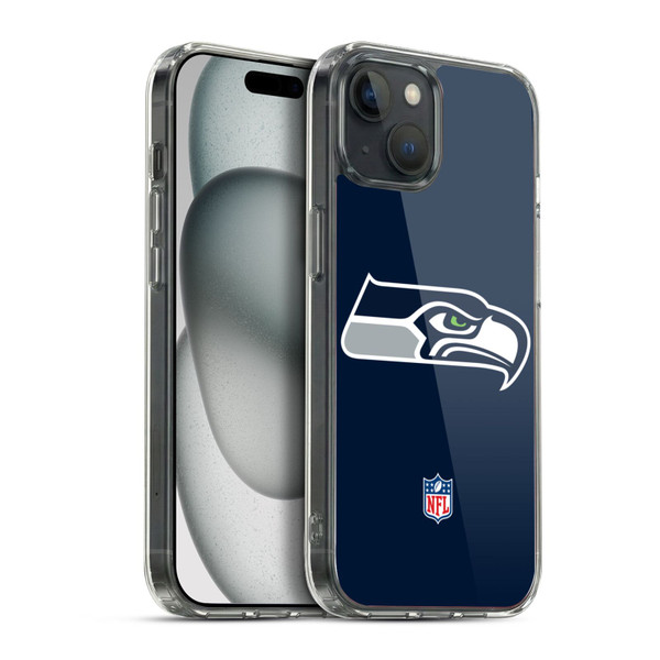 NFL Seattle Seahawks Logo Plain Soft Gel Case for Apple iPhone 15 Plus & MagSafe