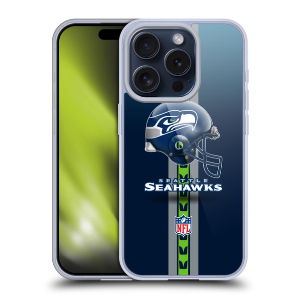 NFL Seattle Seahawks Logo Helmet Soft Gel Case for Apple iPhone 15 Pro