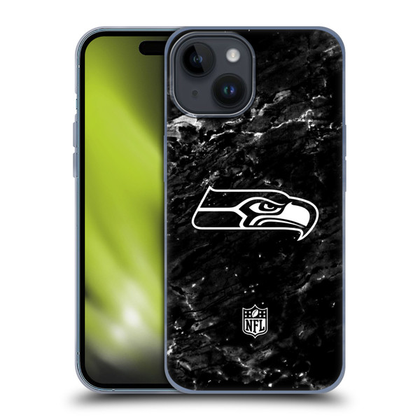 NFL Seattle Seahawks Artwork Marble Soft Gel Case for Apple iPhone 15