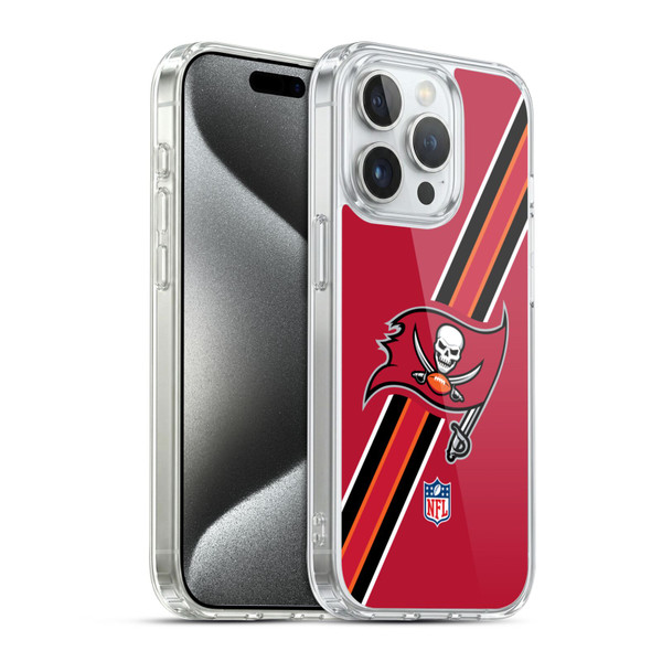 NFL Tampa Bay Buccaneers Logo Stripes Soft Gel Case for Apple iPhone 15 Pro & MagSafe