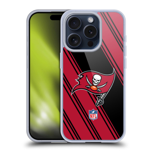 NFL Tampa Bay Buccaneers Artwork Stripes Soft Gel Case for Apple iPhone 15 Pro