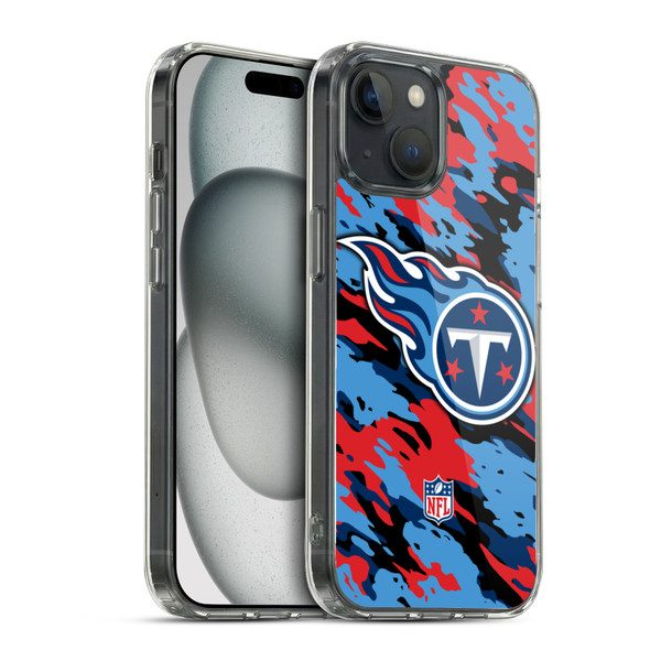 NFL Tennessee Titans Logo Camou Soft Gel Case for Apple iPhone 15 & MagSafe