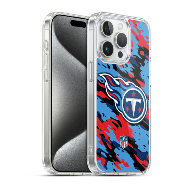NFL Tennessee Titans Logo Camou Soft Gel Case for Apple iPhone 15 Pro & MagSafe