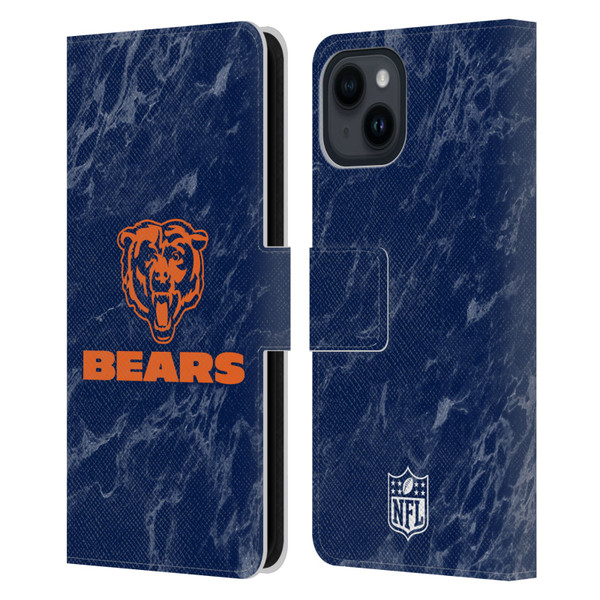 NFL Chicago Bears Graphics Coloured Marble Leather Book Wallet Case Cover For Apple iPhone 15