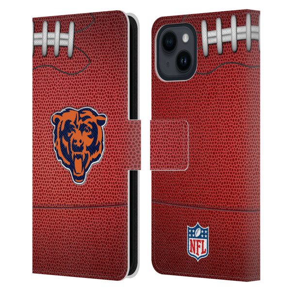 NFL Chicago Bears Graphics Football Leather Book Wallet Case Cover For Apple iPhone 15
