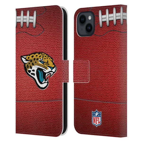NFL Jacksonville Jaguars Graphics Football Leather Book Wallet Case Cover For Apple iPhone 15 Plus