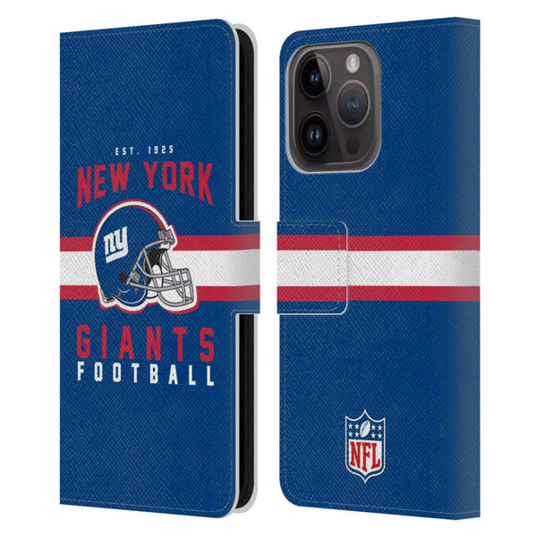 NFL New York Giants Graphics Helmet Typography Leather Book Wallet Case Cover For Apple iPhone 15 Pro