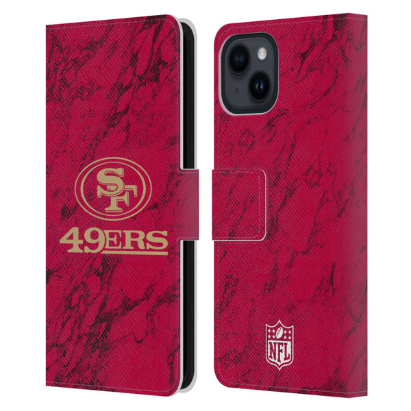 NFL San Francisco 49ers Graphics Coloured Marble Leather Book Wallet Case Cover For Apple iPhone 15