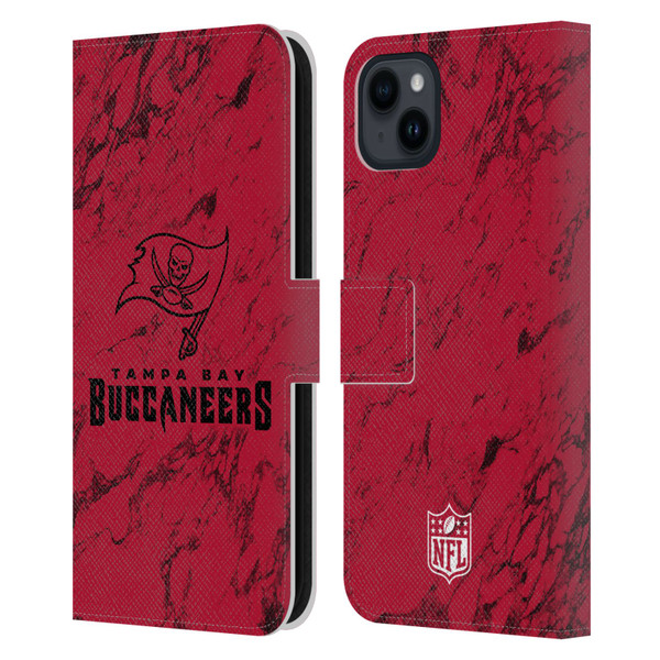 NFL Tampa Bay Buccaneers Graphics Coloured Marble Leather Book Wallet Case Cover For Apple iPhone 15 Plus