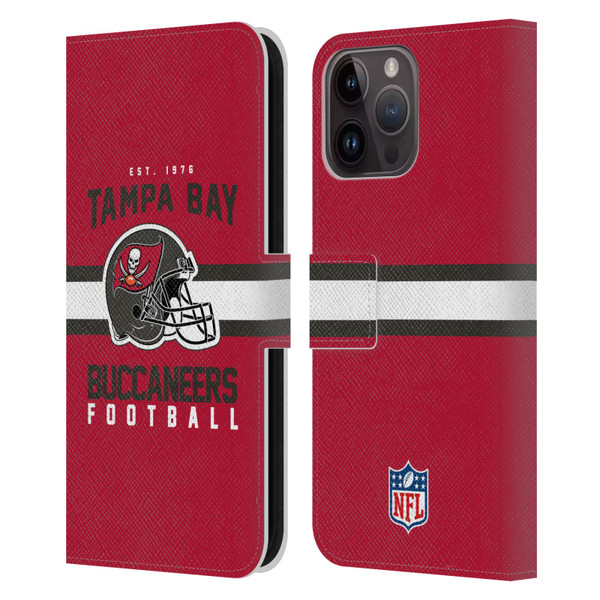 NFL Tampa Bay Buccaneers Graphics Helmet Typography Leather Book Wallet Case Cover For Apple iPhone 15 Pro Max