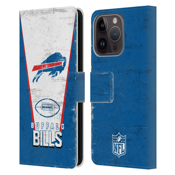 NFL Buffalo Bills Logo Art Banner Leather Book Wallet Case Cover For Apple iPhone 15 Pro
