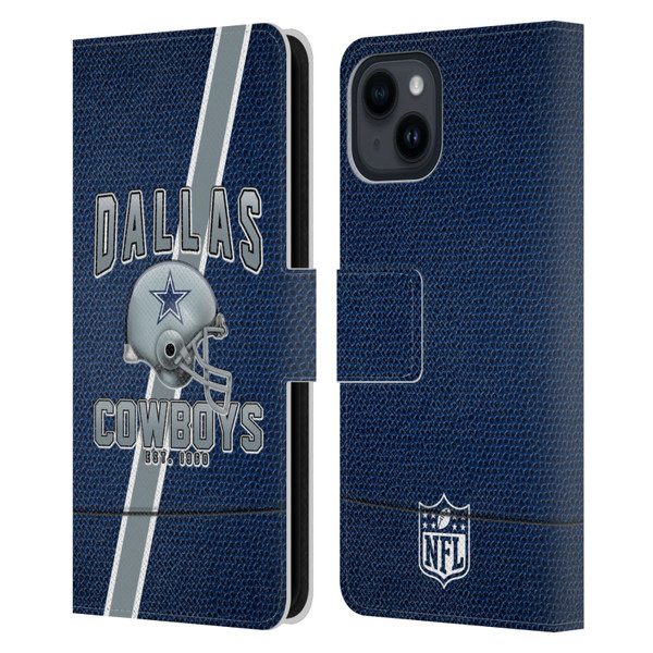 NFL Dallas Cowboys Logo Art Football Stripes Leather Book Wallet Case Cover For Apple iPhone 15